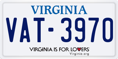 VA license plate VAT3970