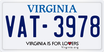 VA license plate VAT3978