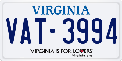 VA license plate VAT3994