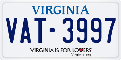 VA license plate VAT3997