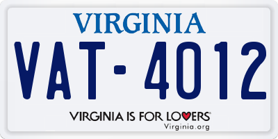 VA license plate VAT4012