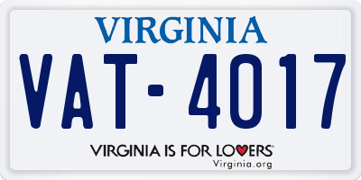 VA license plate VAT4017