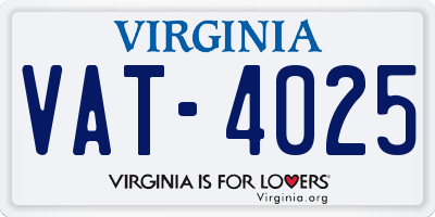 VA license plate VAT4025