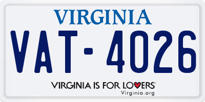 VA license plate VAT4026