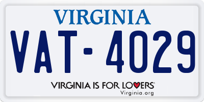 VA license plate VAT4029