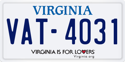 VA license plate VAT4031