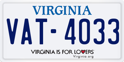 VA license plate VAT4033