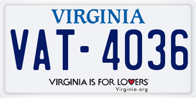 VA license plate VAT4036