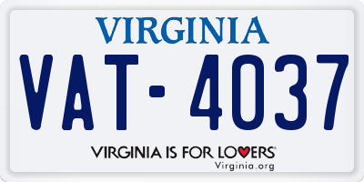 VA license plate VAT4037