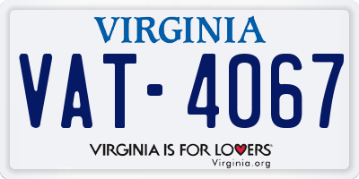 VA license plate VAT4067