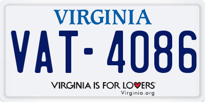 VA license plate VAT4086