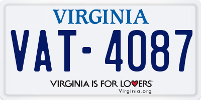 VA license plate VAT4087