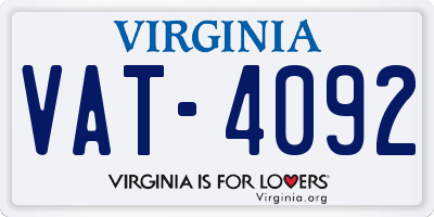 VA license plate VAT4092