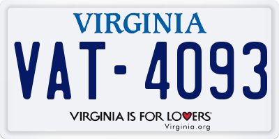 VA license plate VAT4093