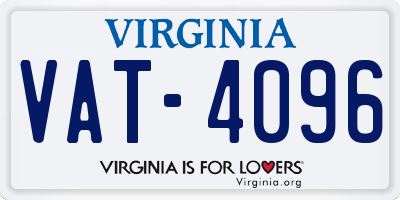 VA license plate VAT4096