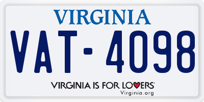 VA license plate VAT4098