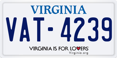 VA license plate VAT4239