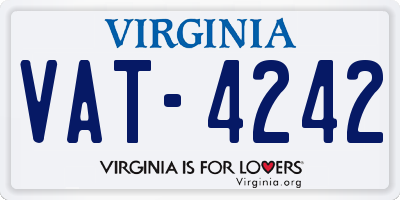 VA license plate VAT4242