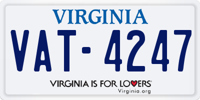 VA license plate VAT4247