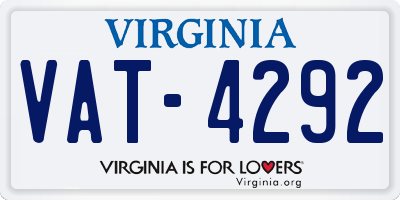 VA license plate VAT4292