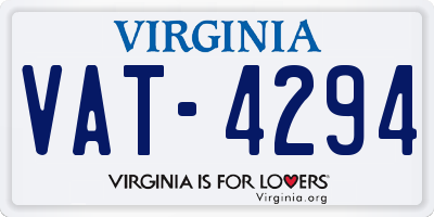 VA license plate VAT4294