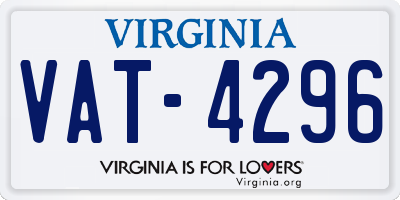 VA license plate VAT4296