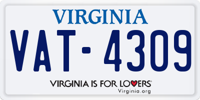 VA license plate VAT4309