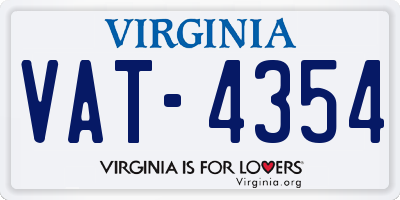 VA license plate VAT4354