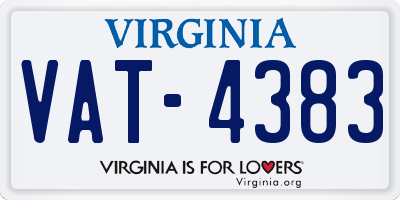 VA license plate VAT4383