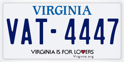 VA license plate VAT4447