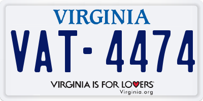 VA license plate VAT4474