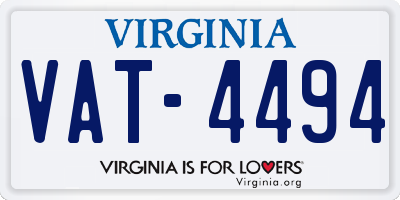 VA license plate VAT4494