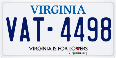 VA license plate VAT4498