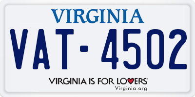 VA license plate VAT4502