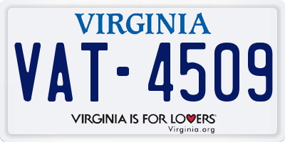 VA license plate VAT4509