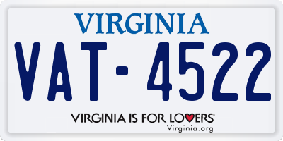 VA license plate VAT4522