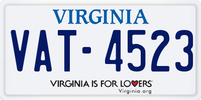 VA license plate VAT4523