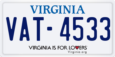 VA license plate VAT4533