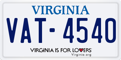 VA license plate VAT4540