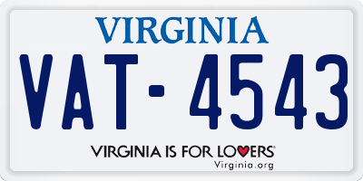 VA license plate VAT4543