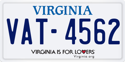 VA license plate VAT4562