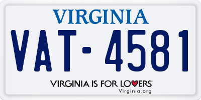 VA license plate VAT4581