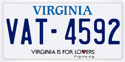 VA license plate VAT4592