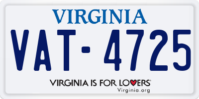 VA license plate VAT4725
