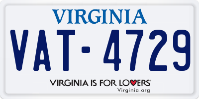 VA license plate VAT4729