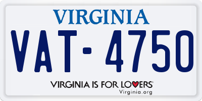 VA license plate VAT4750