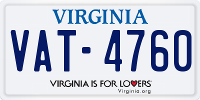 VA license plate VAT4760