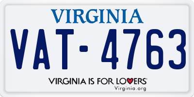 VA license plate VAT4763