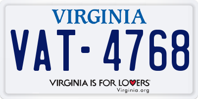 VA license plate VAT4768