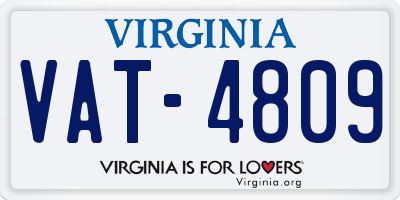 VA license plate VAT4809